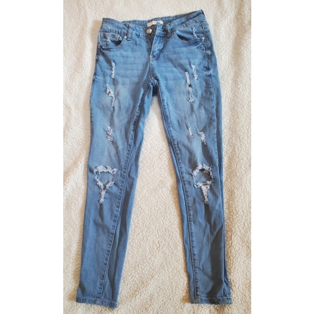 Forever 21 Light Wash Distressed Jeans
